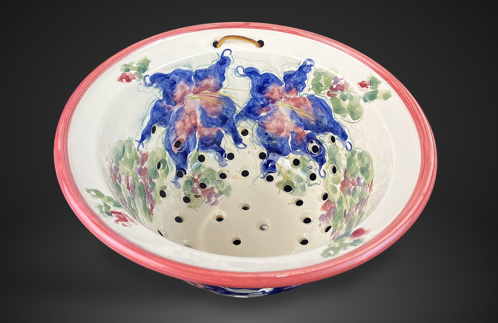 Studio Pottery Flower-Decorated Berry Bowl - 2