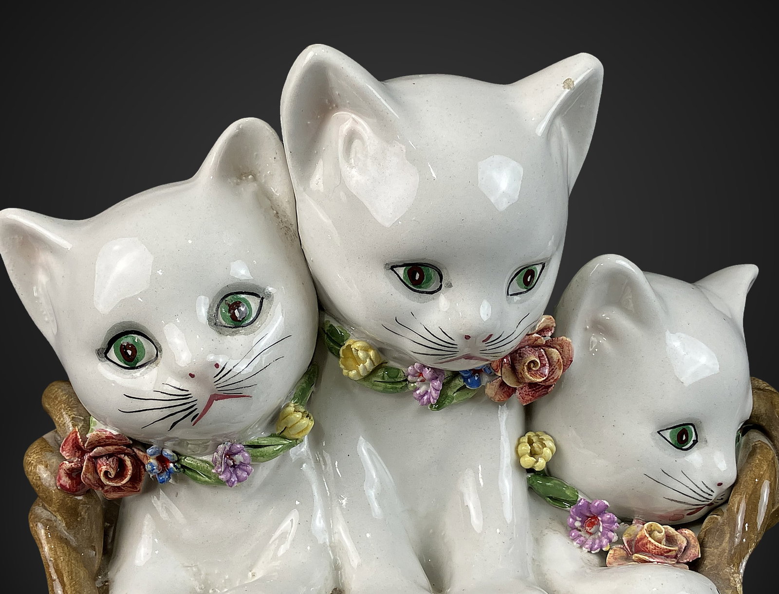 Italian Glazed Pottery Cat Basket - 2