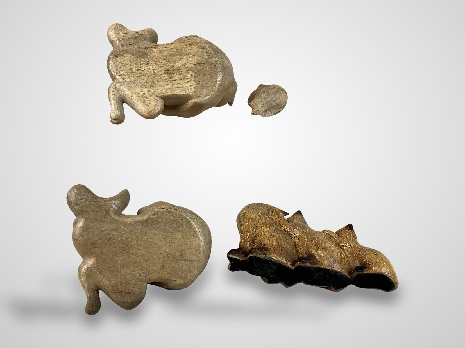 Folk Art Carved Wood Cat Figurines - 9