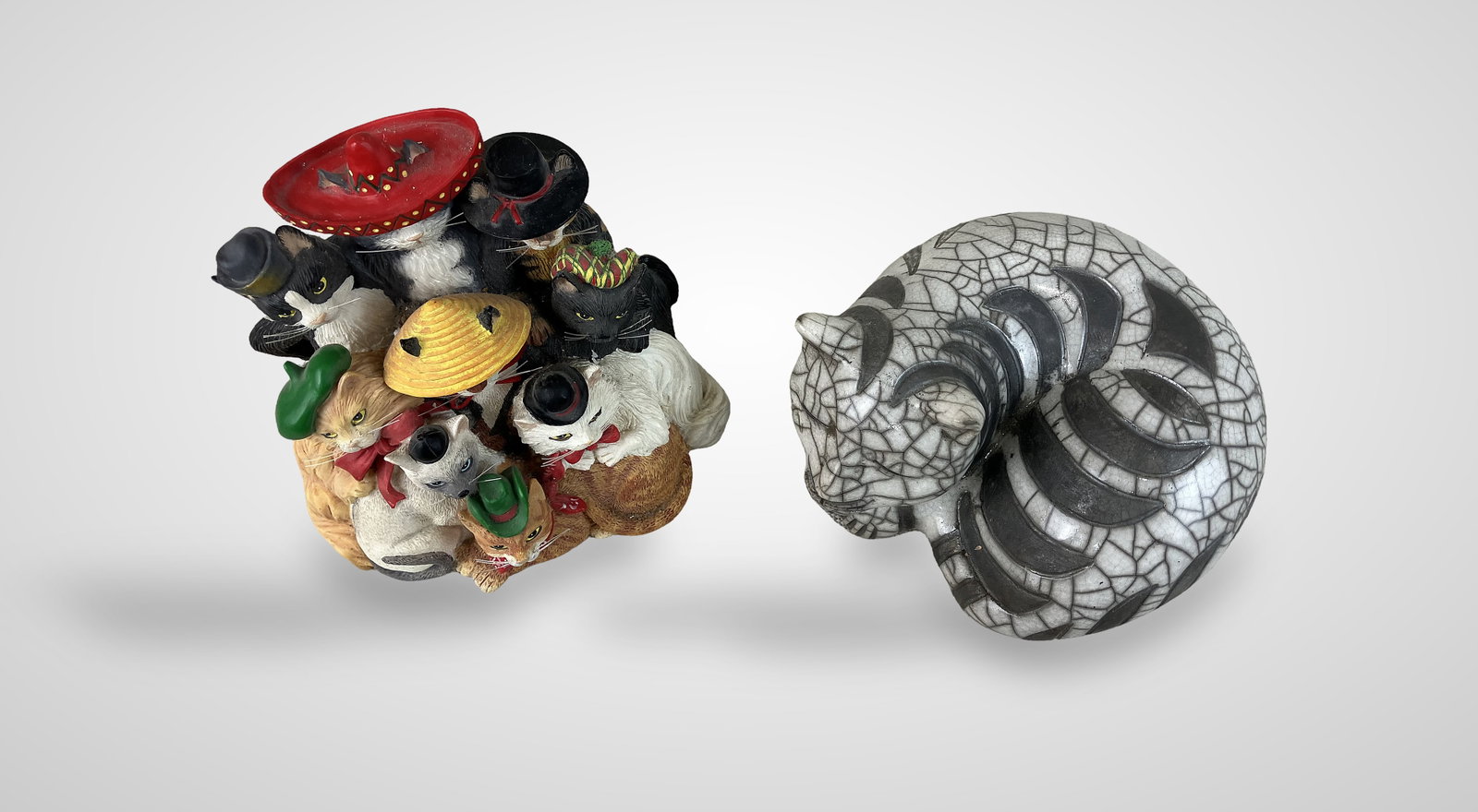 Two Cat Figurines - 2