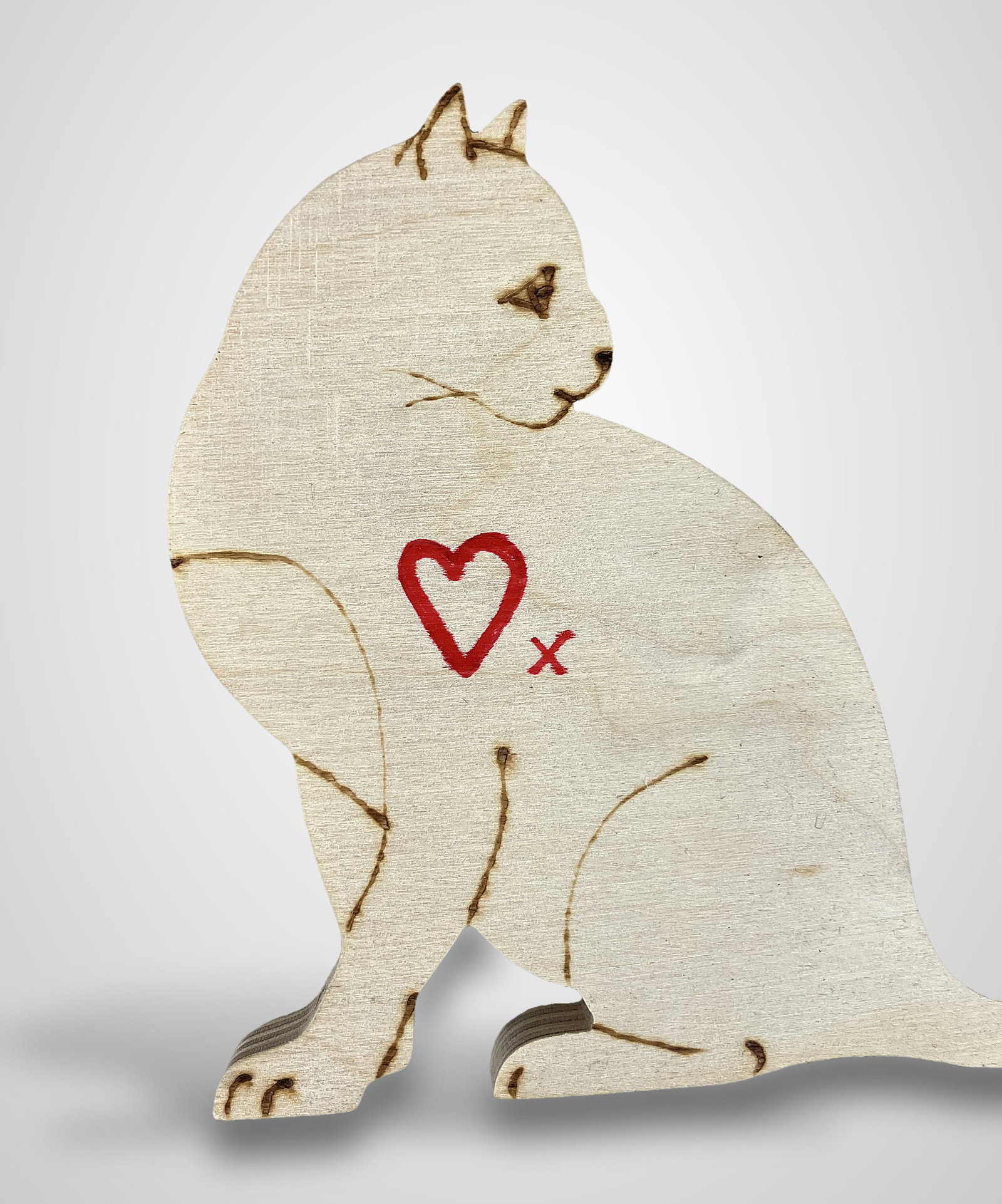 Folk Art Carved Wood Cats - 4