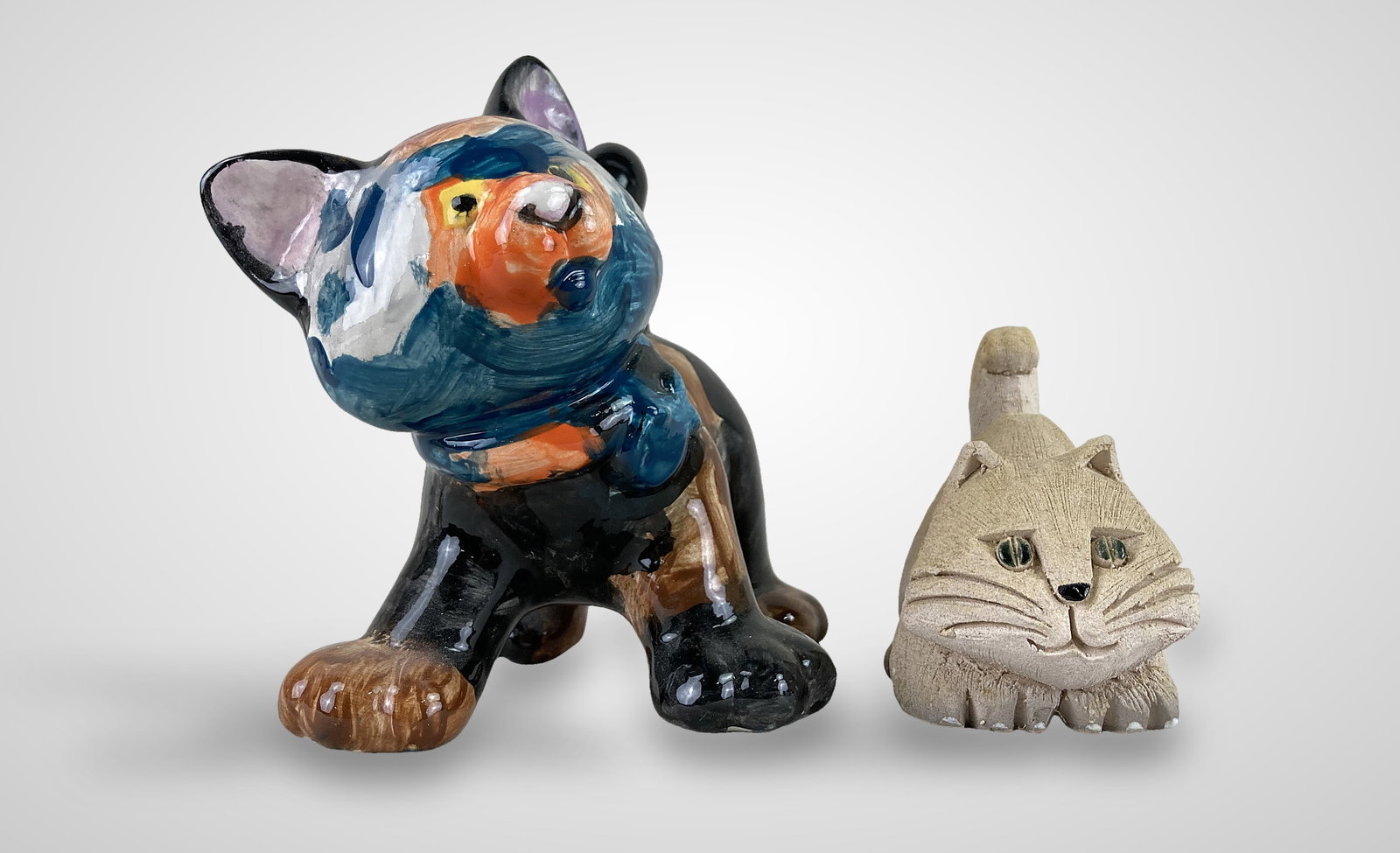 Studio Pottery Cat Figures - 2