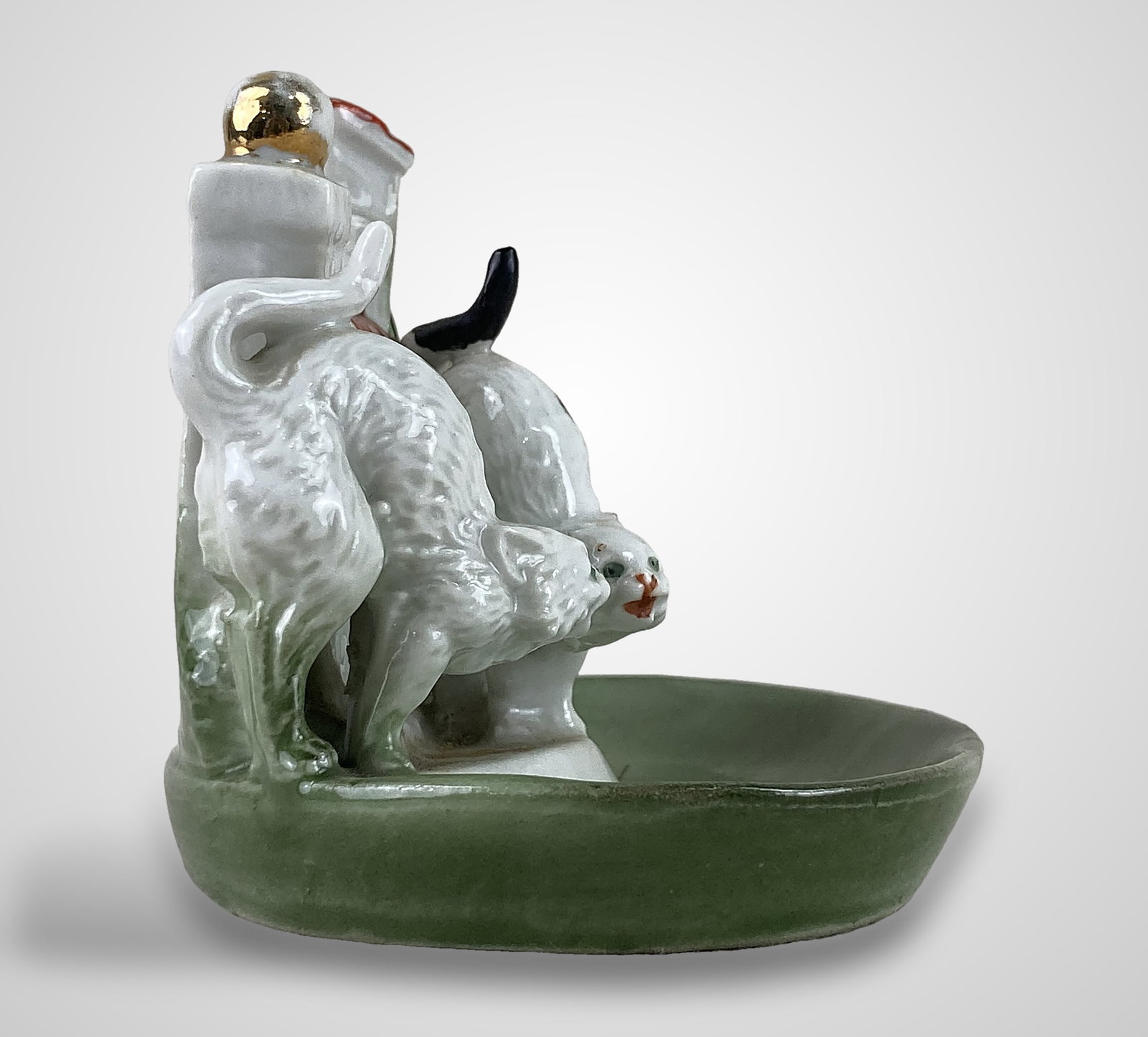 Porcelain Cat Figure Trinket Dish - 3