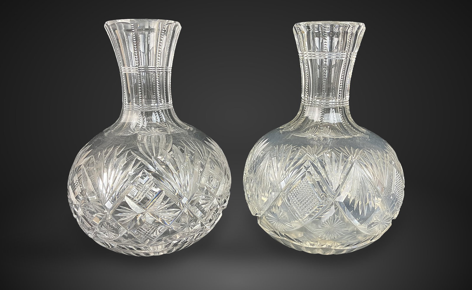 Pair of Brilliant Cut Glass Wine Carafes - 2