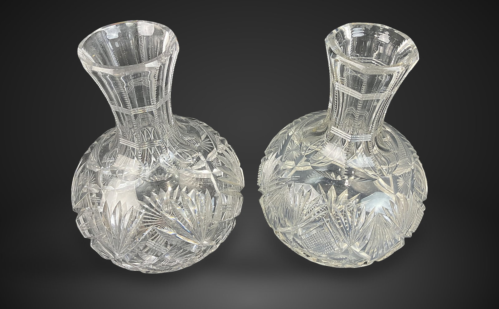 Pair of Brilliant Cut Glass Wine Carafes - 3