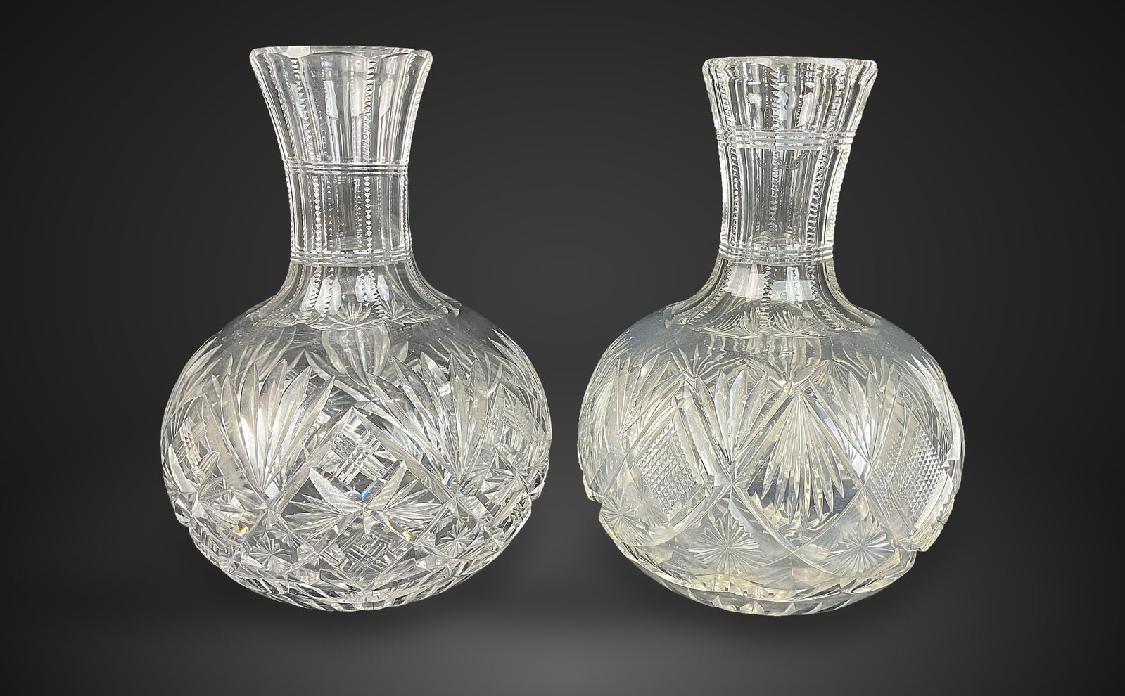 Pair of Brilliant Cut Glass Wine Carafes - 4