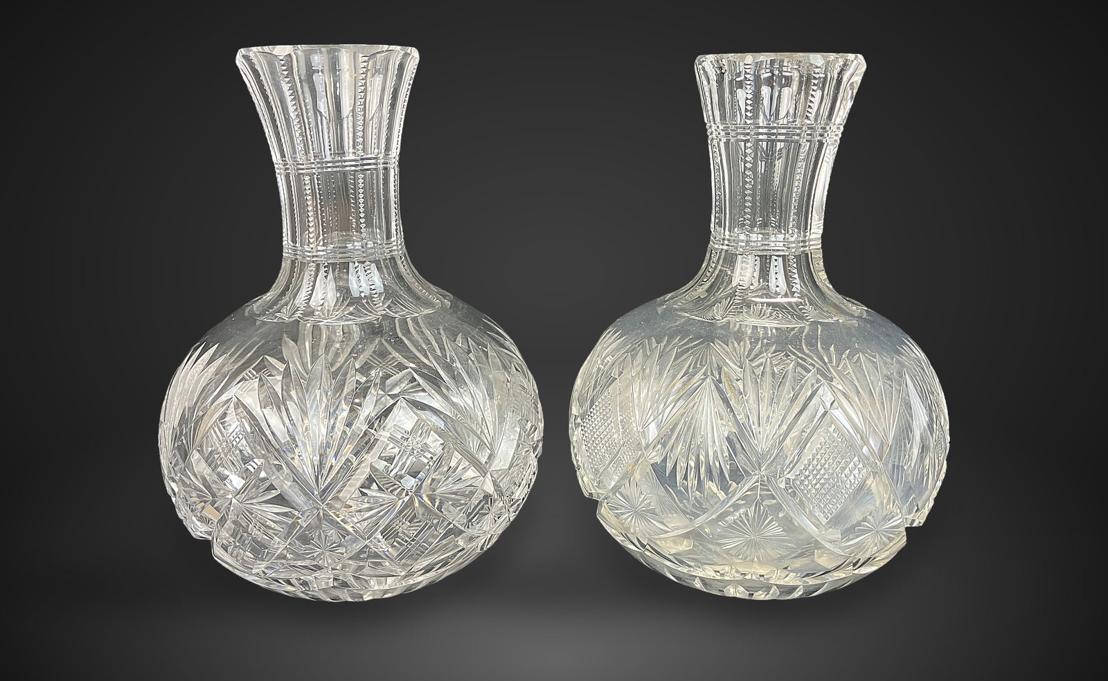 Pair of Brilliant Cut Glass Wine Carafes - 5
