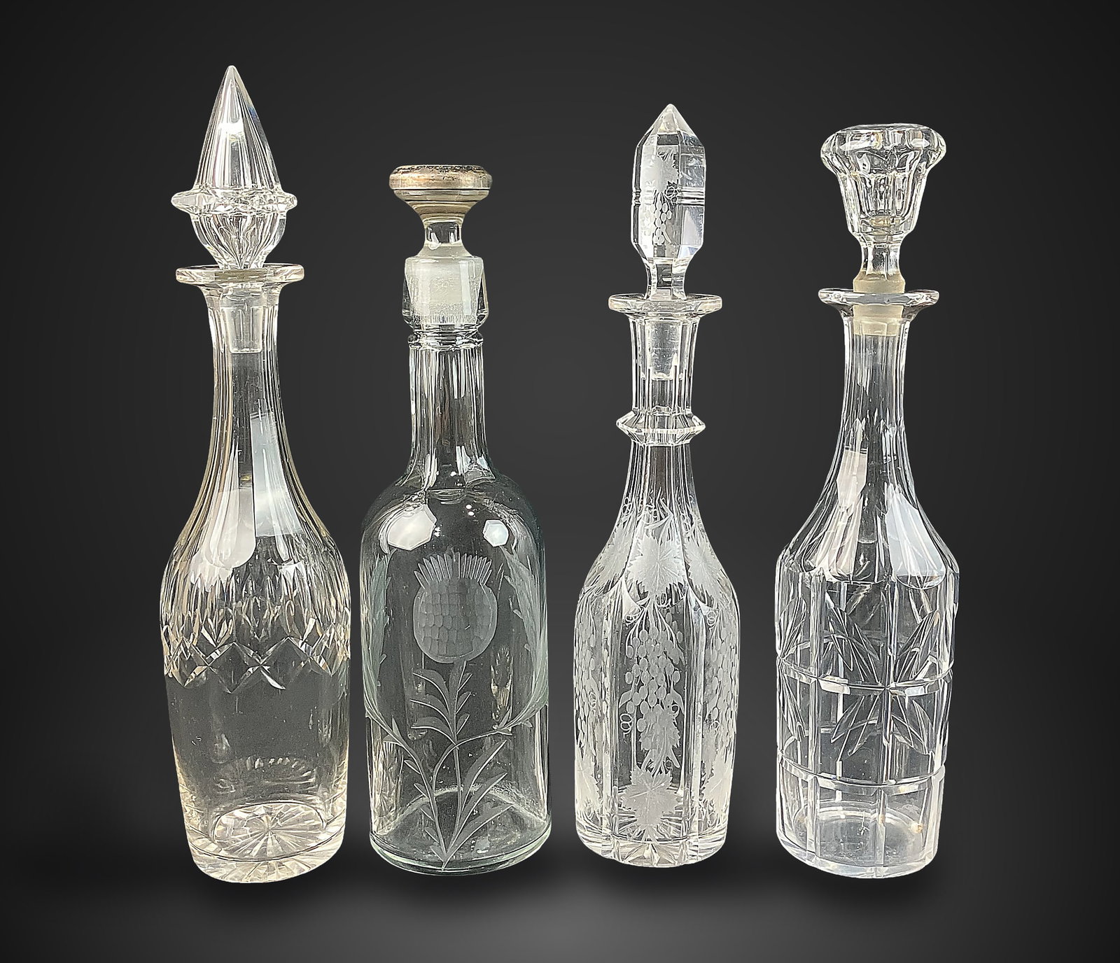 Four Decanters Including Etched Glass (1 of 9)