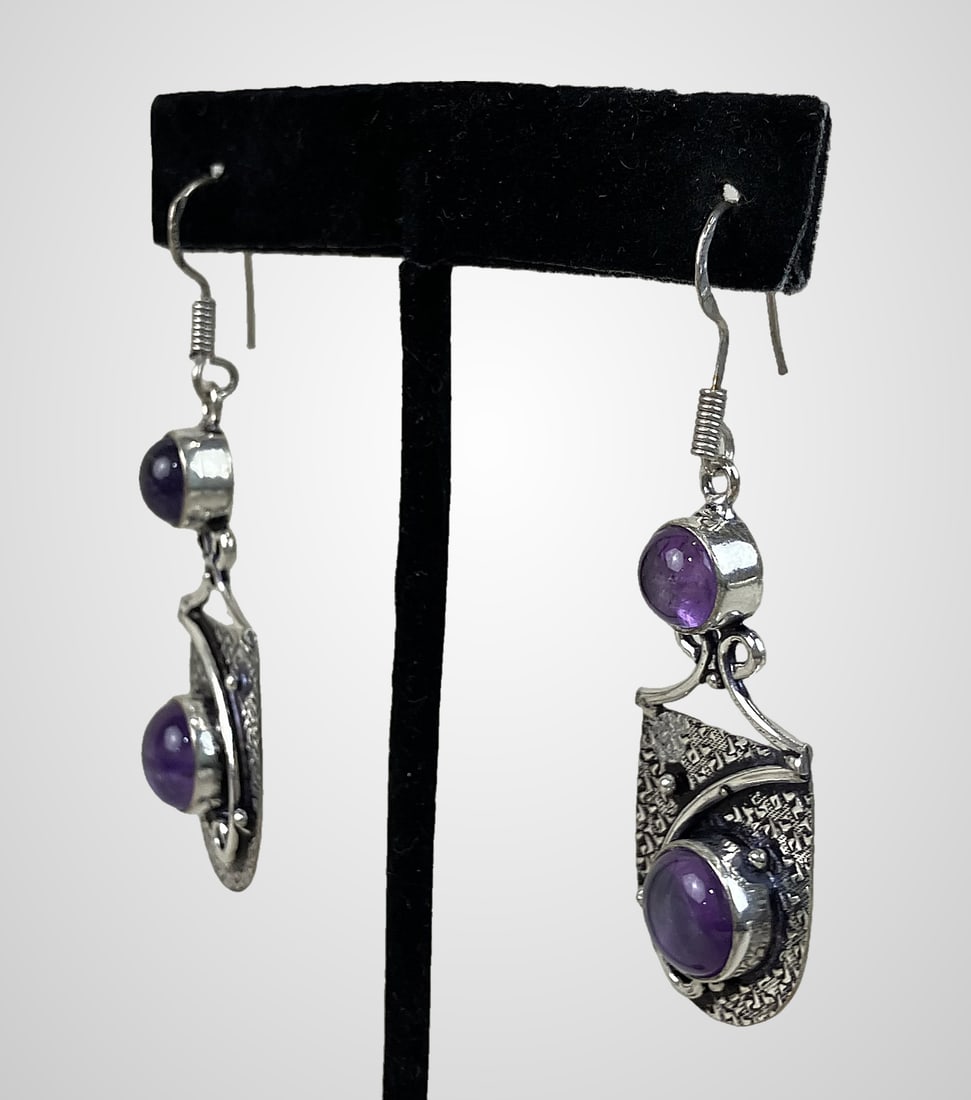 Sterling Silver Amethyst Earrings - 3
