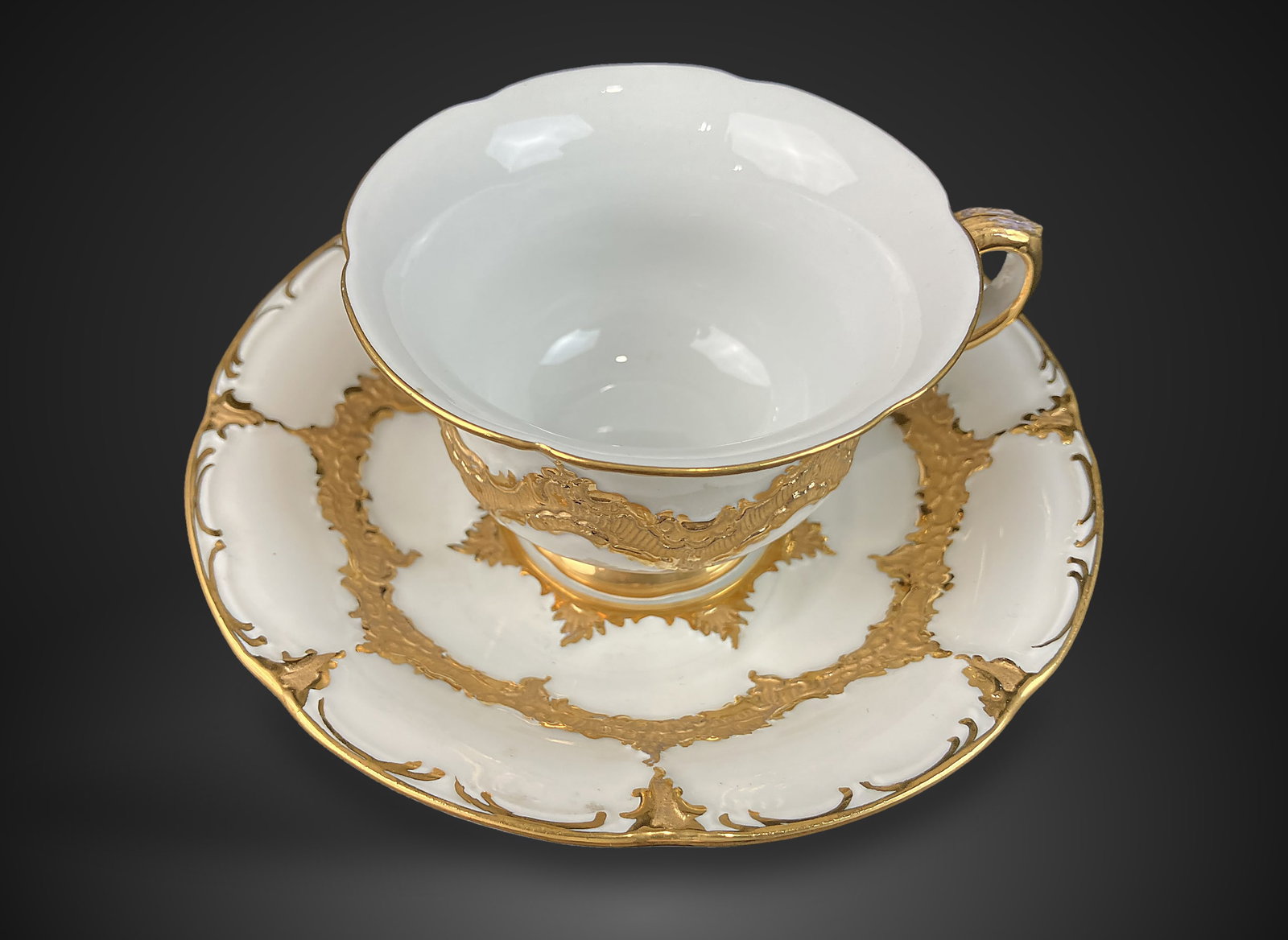 Gilt Decorated Meissen Cup and Saucer - 2