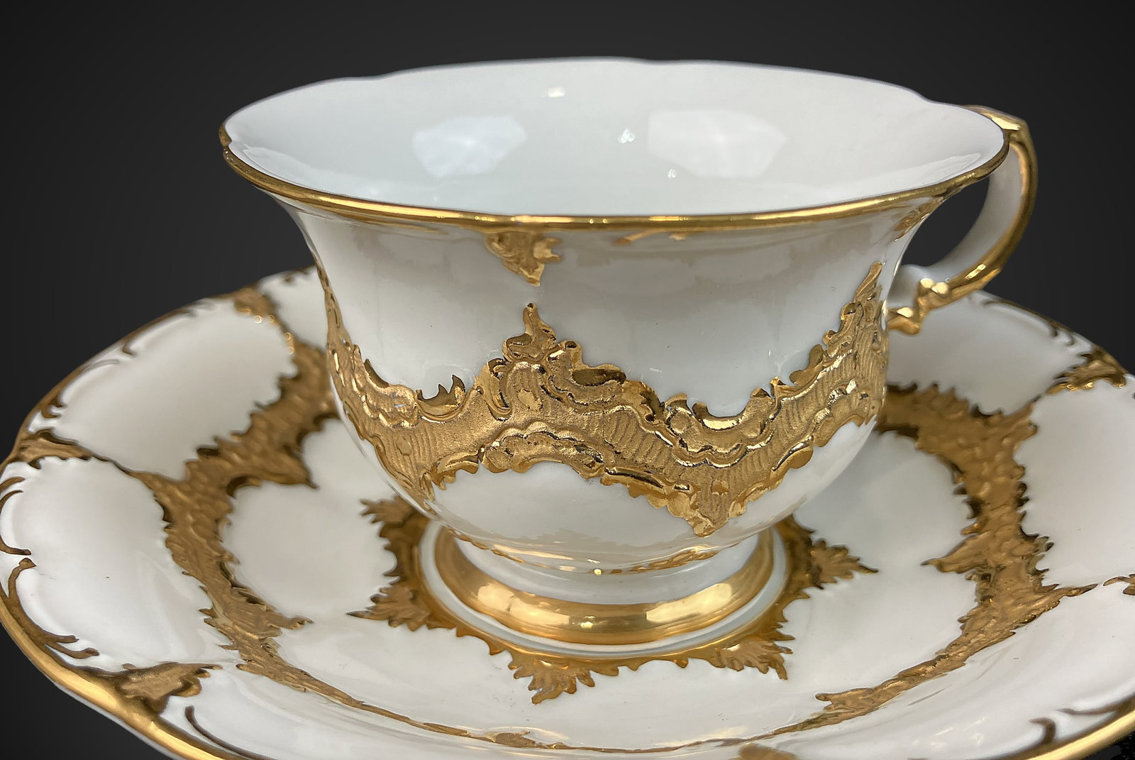 Gilt Decorated Meissen Cup and Saucer - 3