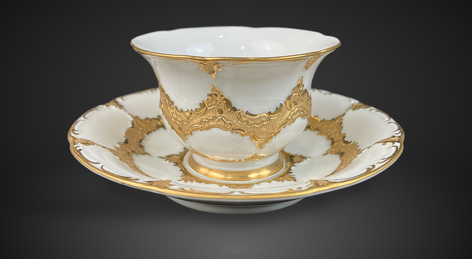 Gilt Decorated Meissen Cup and Saucer - 4