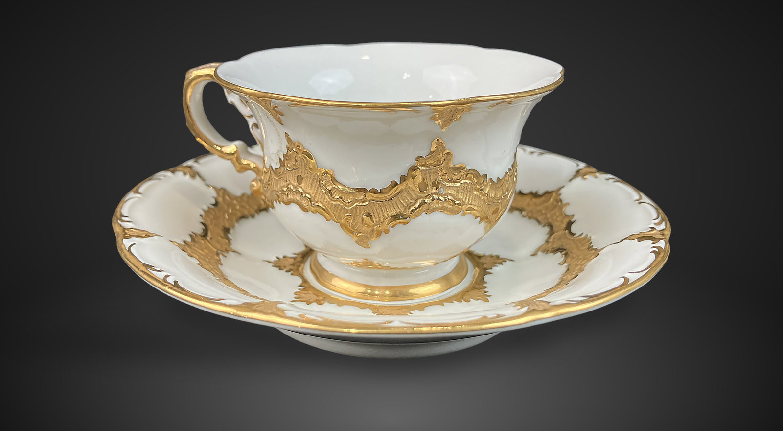 Gilt Decorated Meissen Cup and Saucer - 5