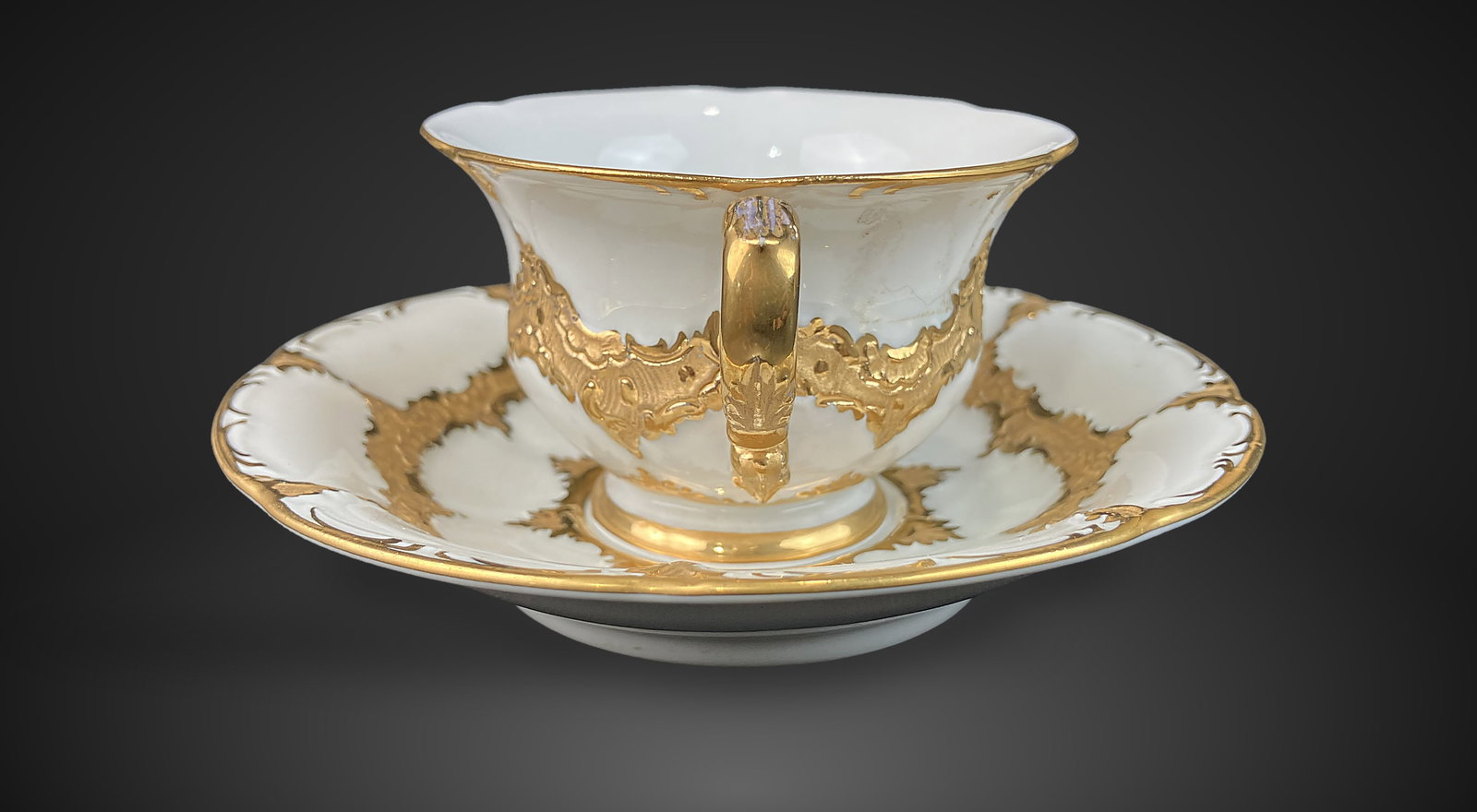 Gilt Decorated Meissen Cup and Saucer - 6