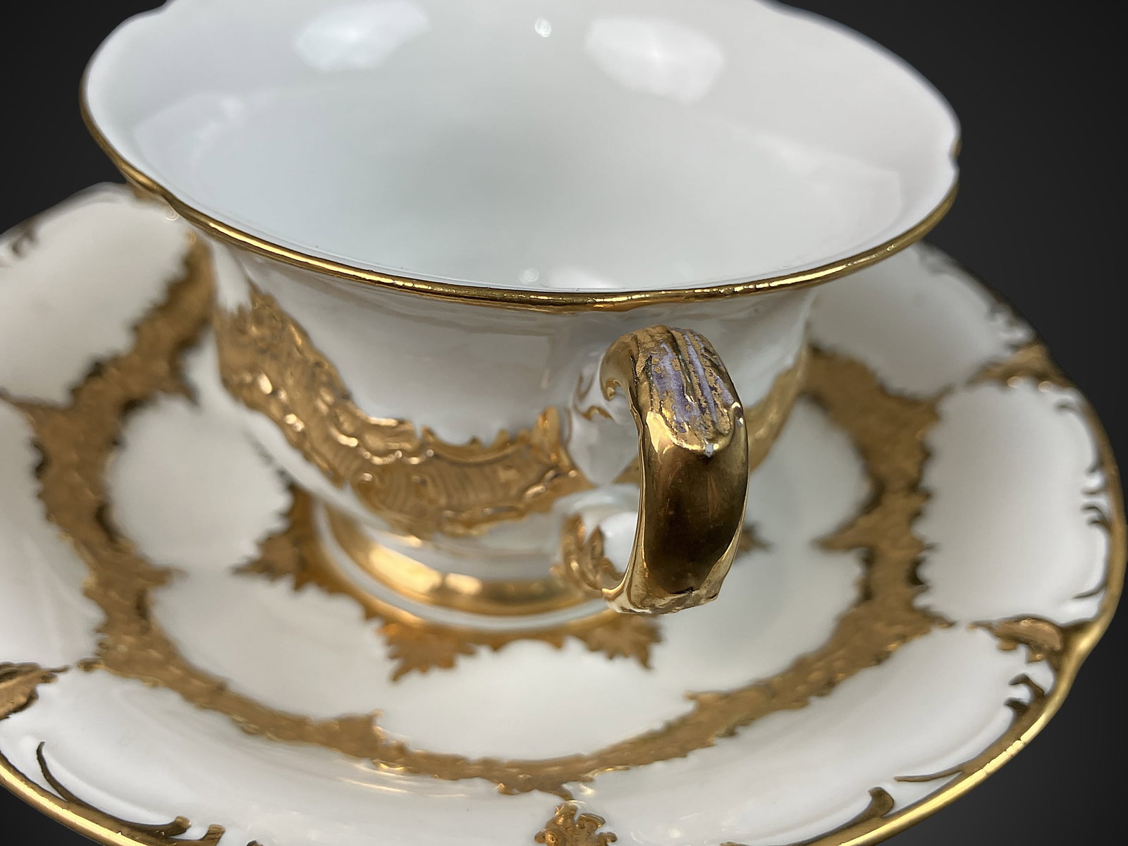Gilt Decorated Meissen Cup and Saucer - 7