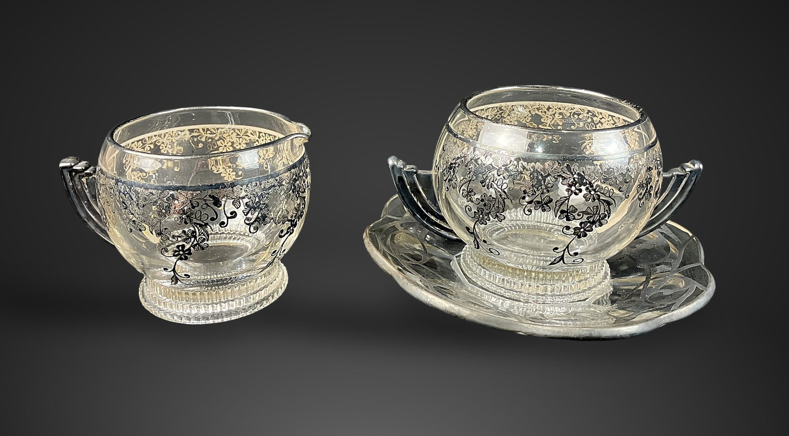 Art Deco Silver Overlay Glassware - 2