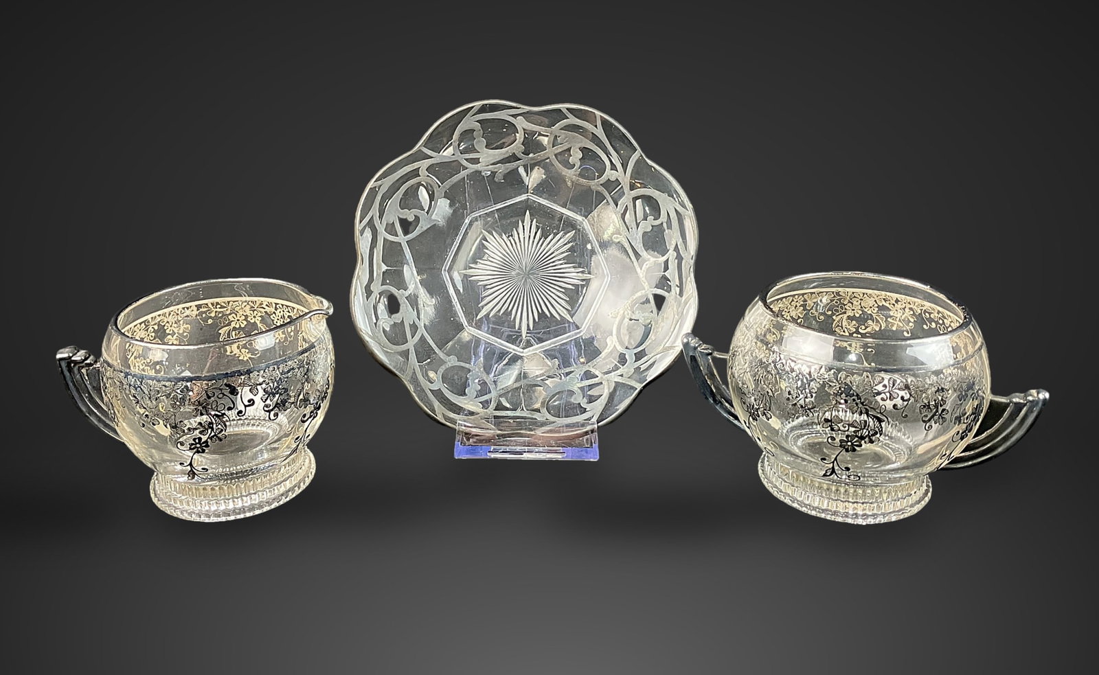 Art Deco Silver Overlay Glassware - 3