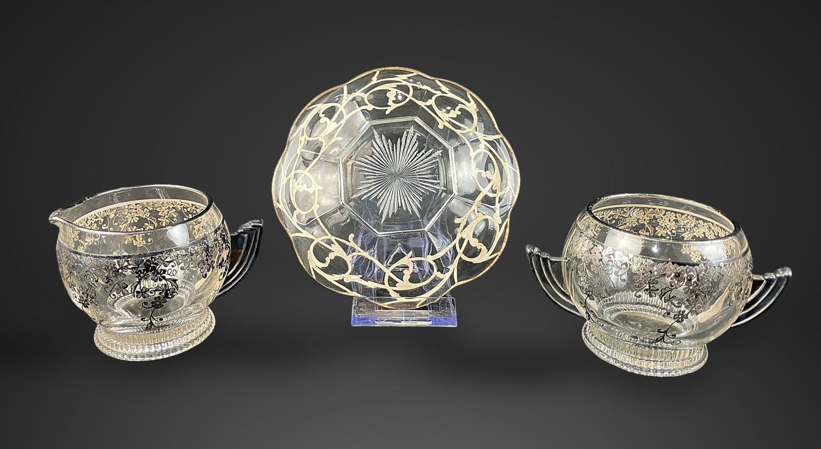 Art Deco Silver Overlay Glassware - 5