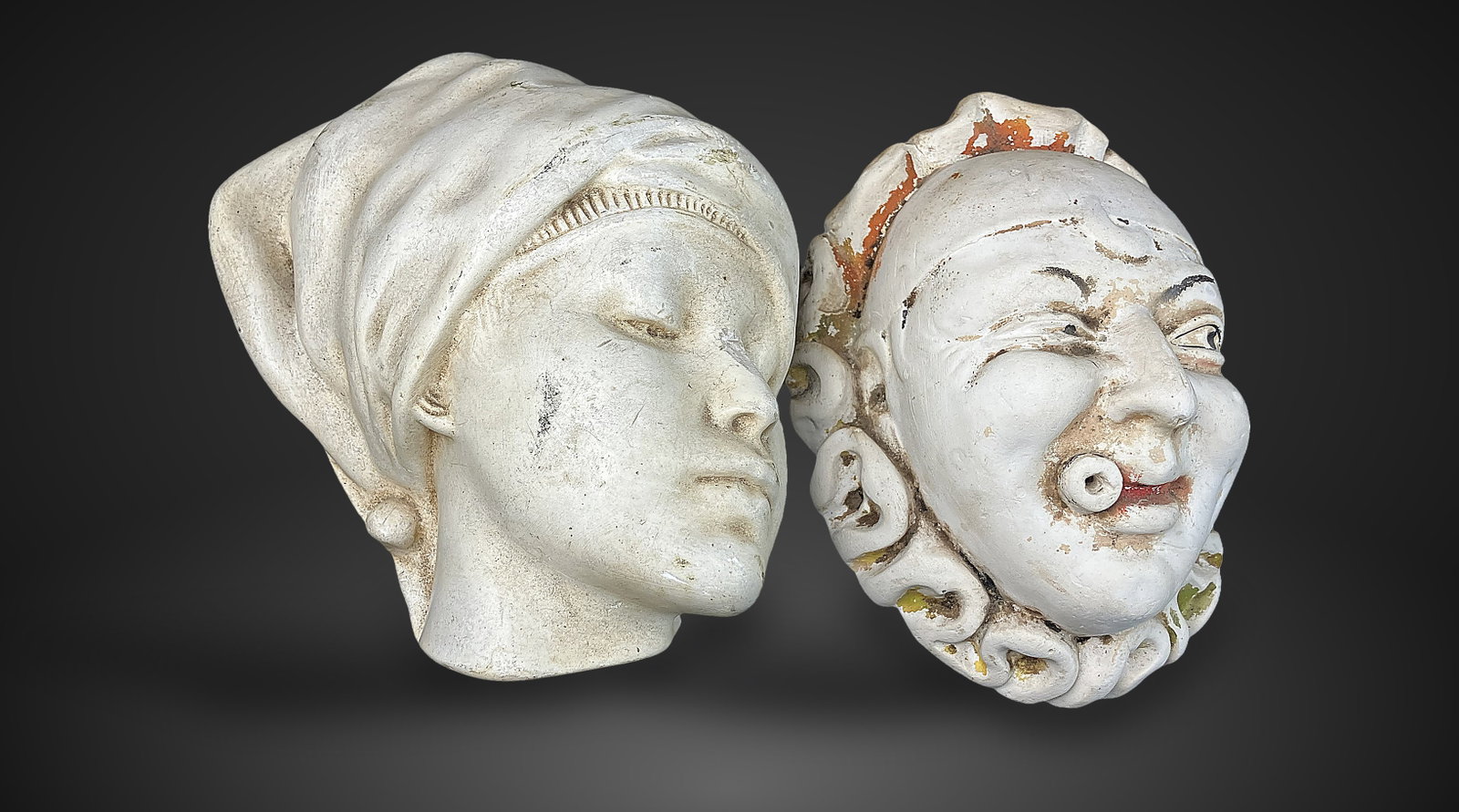 Two Chalkware Busts - 4