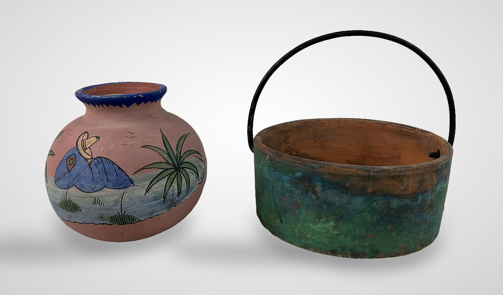 Three Mexican Folk Art Pottery Vessels - 9