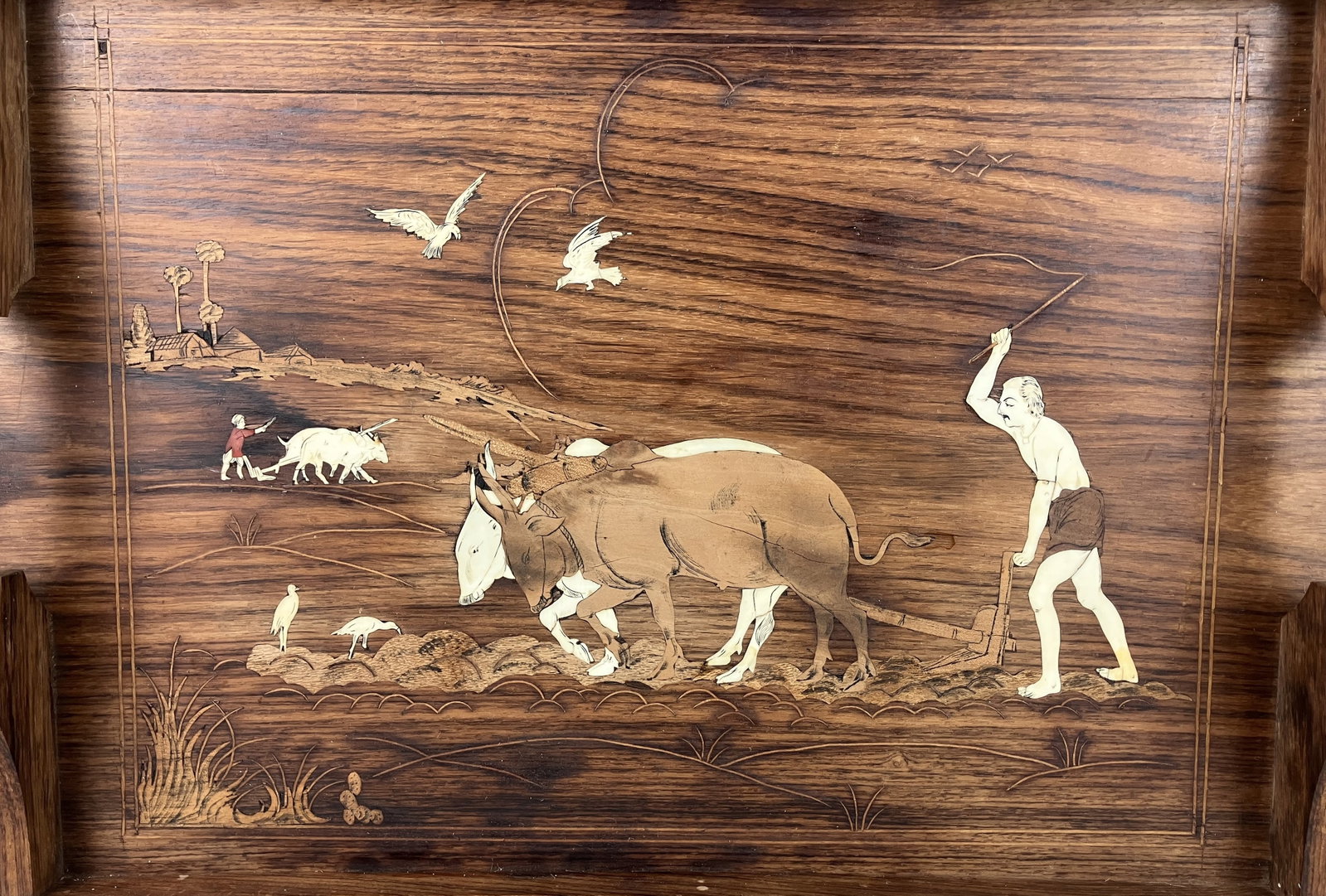 Bone Inlay and Marquetry Tray - 2