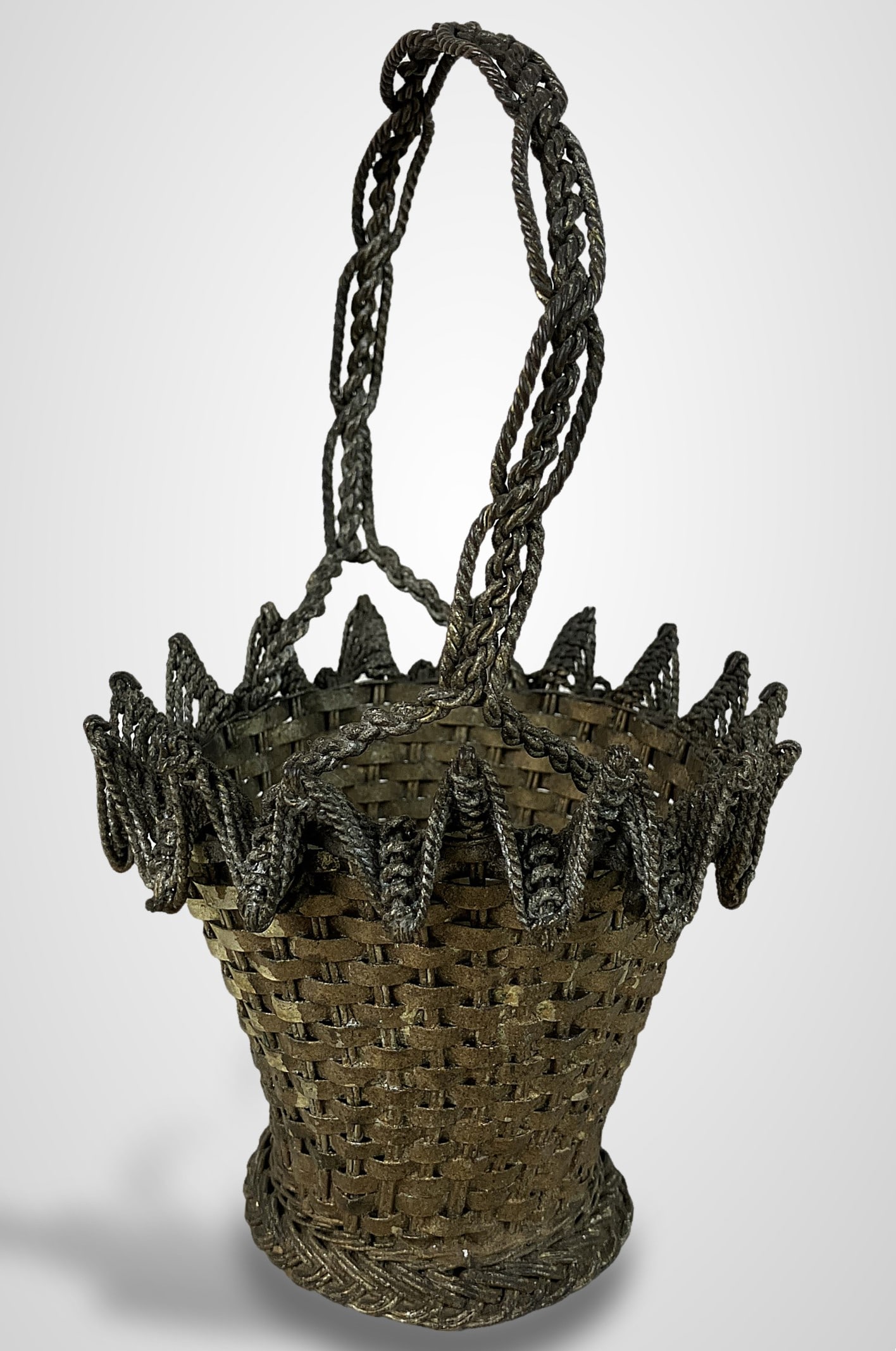 Mid-Century Modern Woven Metal Basket - 2