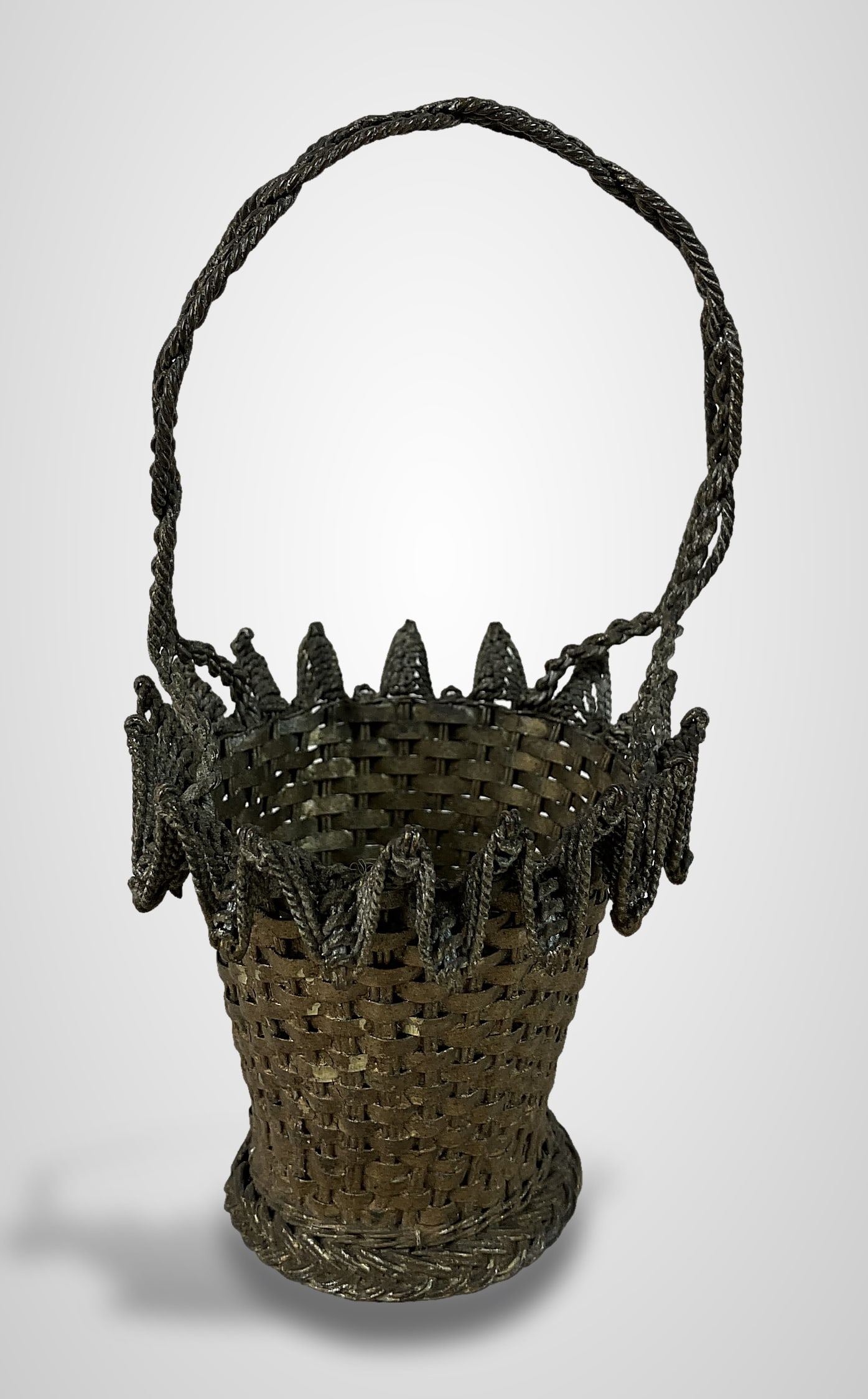 Mid-Century Modern Woven Metal Basket - 3