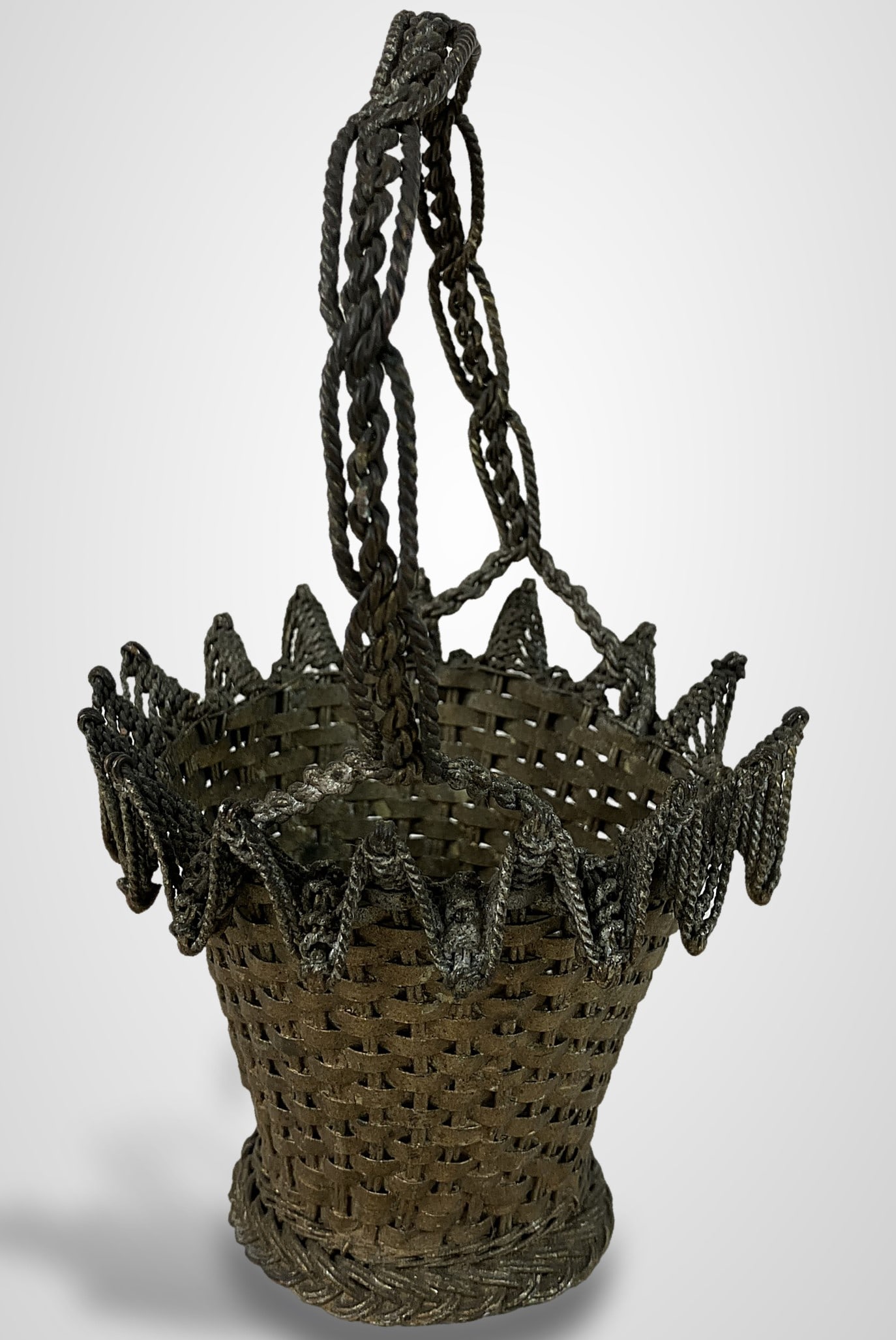 Mid-Century Modern Woven Metal Basket - 4