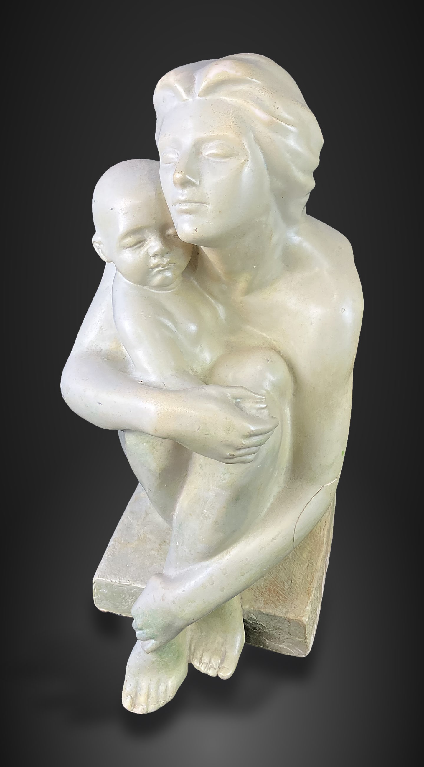 Modernist Mother Embracing Child Sculpture - 2