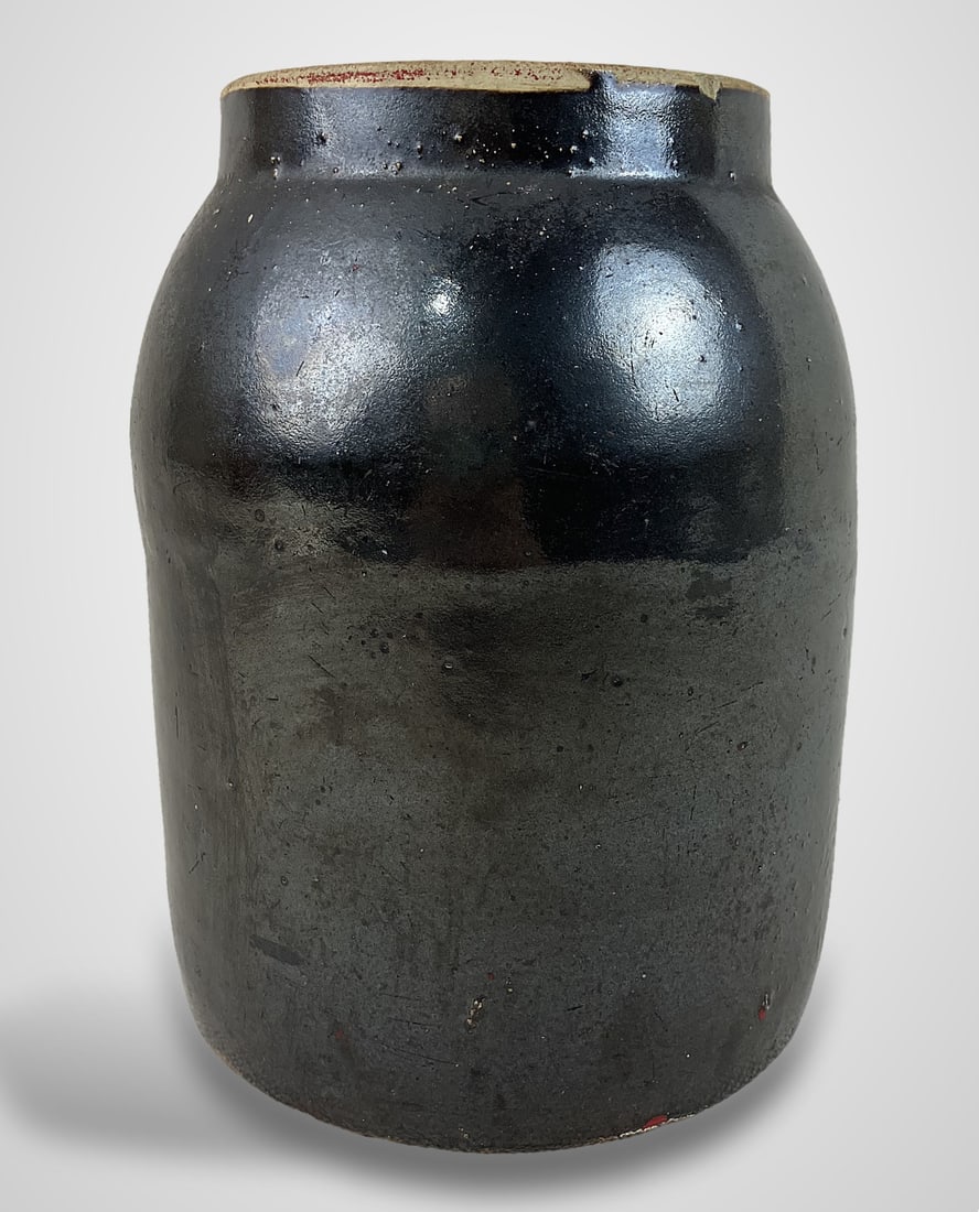 Small Albany Slip Stoneware Storage Jar - 2