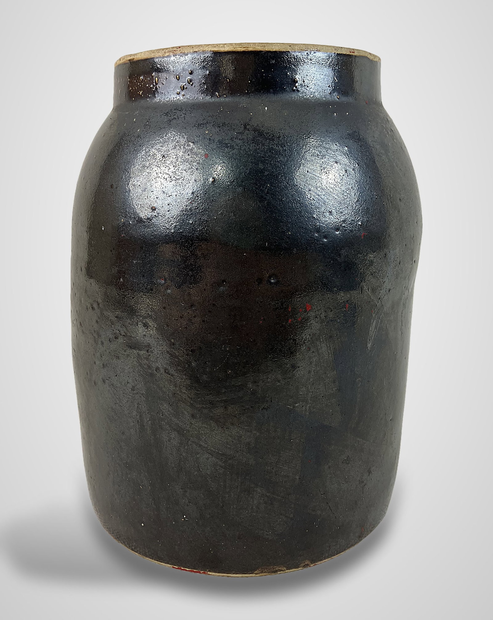 Small Albany Slip Stoneware Storage Jar - 4