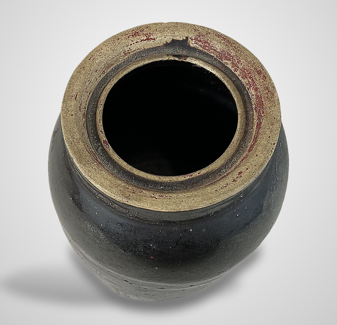 Small Albany Slip Stoneware Storage Jar - 5