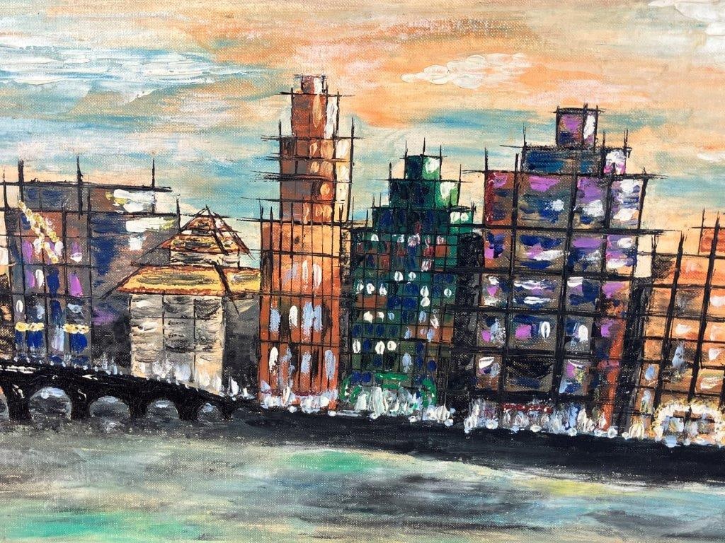 Dixie Everett, Modernist Cityscape, Oil Painting - 3