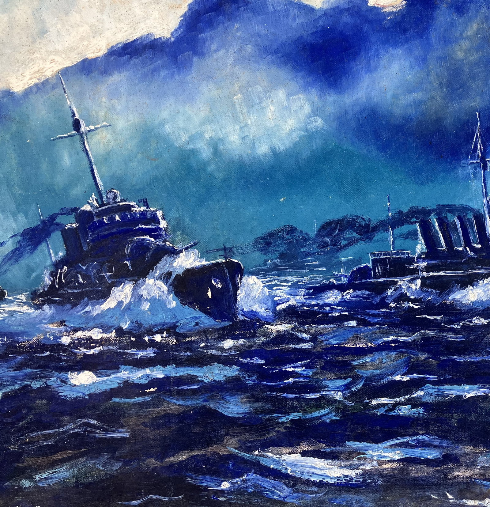 Stewart Scheetz, Battleship Seascape, Oil Painting - 2