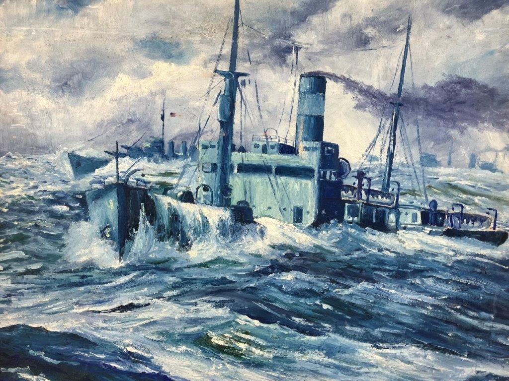 Stewart Scheetz, Battleship Seascape, Oil Painting - 2