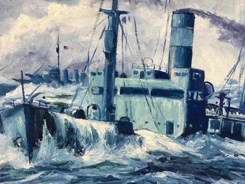 Stewart Scheetz, Battleship Seascape, Oil Painting - 3