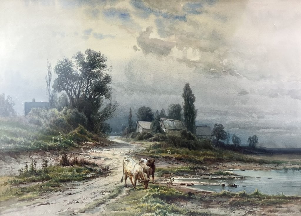 Carl Philipp Weber, Landscape with Cows, Watercolor - 2