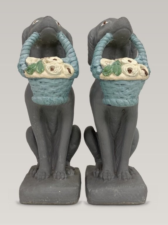 Pair of Concrete Dog Garden Statues - 2