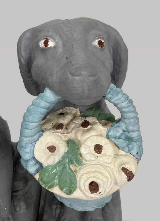 Pair of Concrete Dog Garden Statues - 3