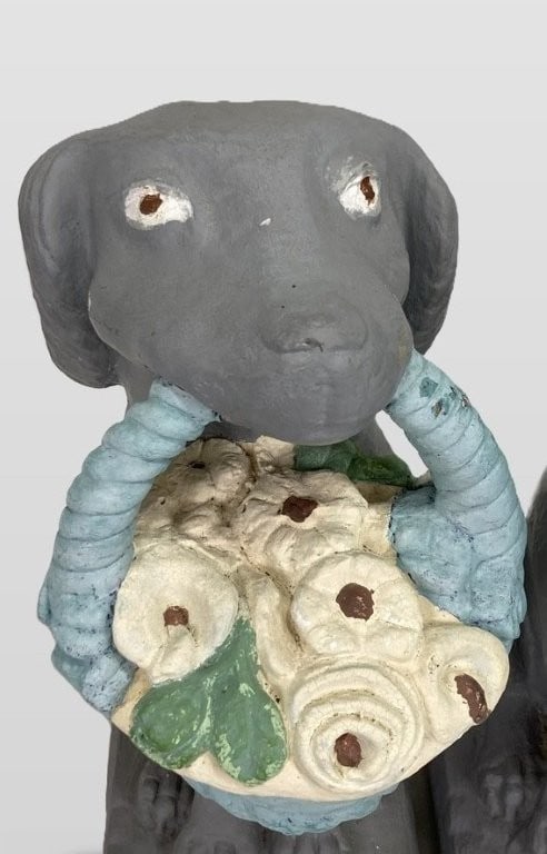 Pair of Concrete Dog Garden Statues - 4