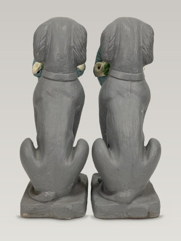 Pair of Concrete Dog Garden Statues - 6