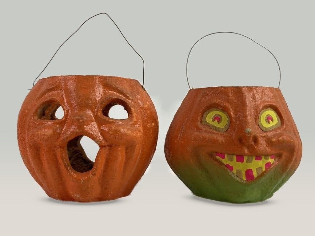 Pair of Mid-Century Modern Papier-Mache Jack-o-Lanterns - 2
