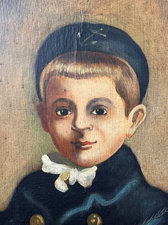 American School, Portrait of a Boy and Horse, Oil Painting - 2
