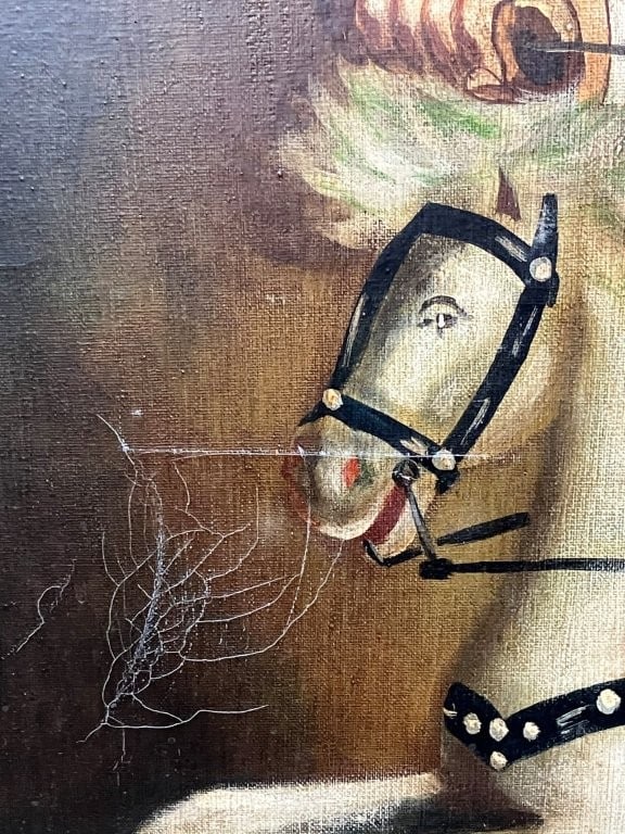 American School, Portrait of a Boy and Horse, Oil Painting - 3