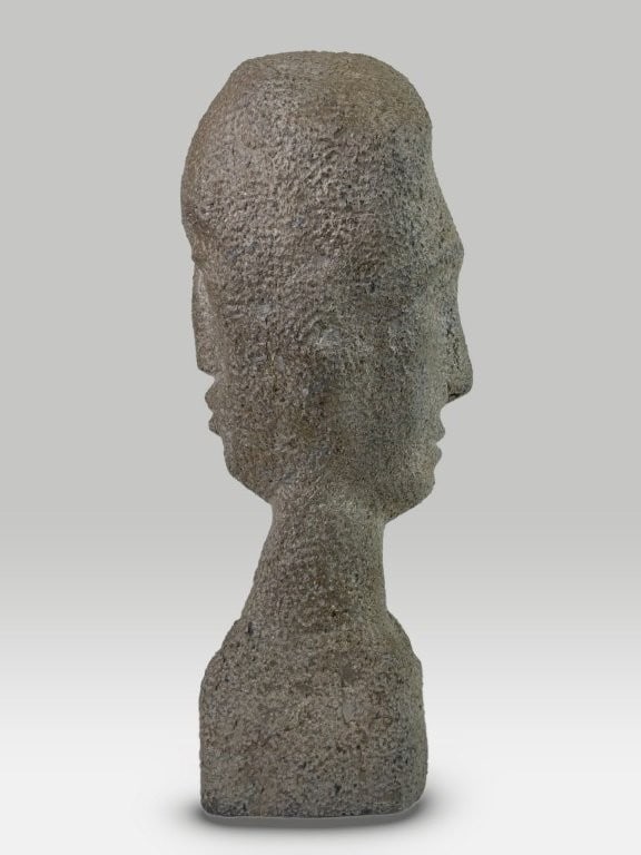 Modernist Carved Stone Bust - 4