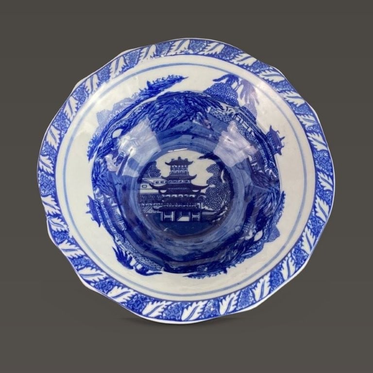 Ironstone Blue Willow Pedestal Bowl - 6
