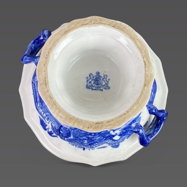 Ironstone Blue Willow Pedestal Bowl - 7