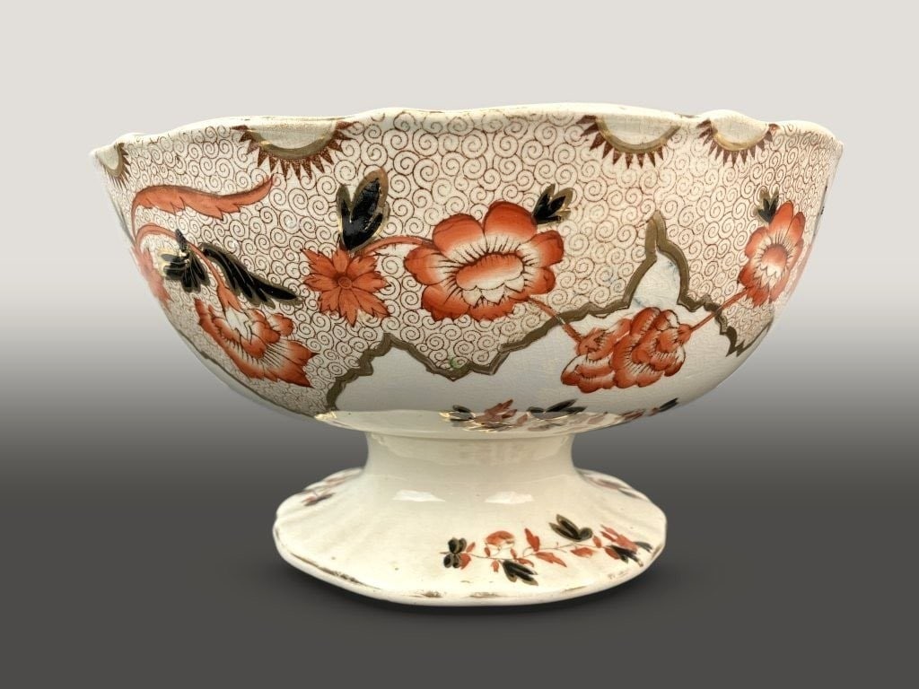 19th Century English Ironstone Decorated Punch Bowl - 5