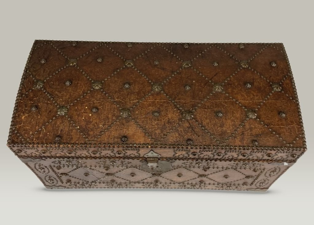 Spanish Revival Decorated Leather Trunk - 2