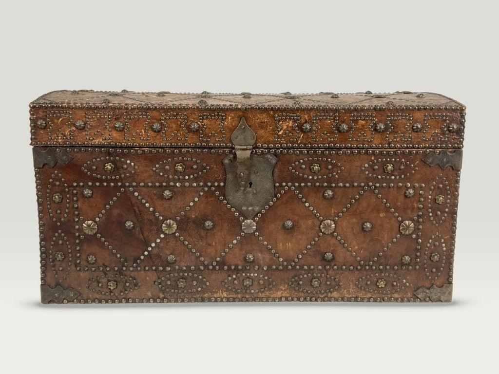 Spanish Revival Decorated Leather Trunk - 4